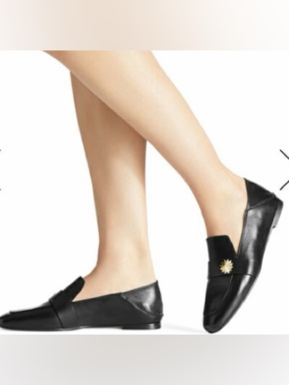 Stuart Weitzman Wylie Embellished Leather Loafers Black size 9